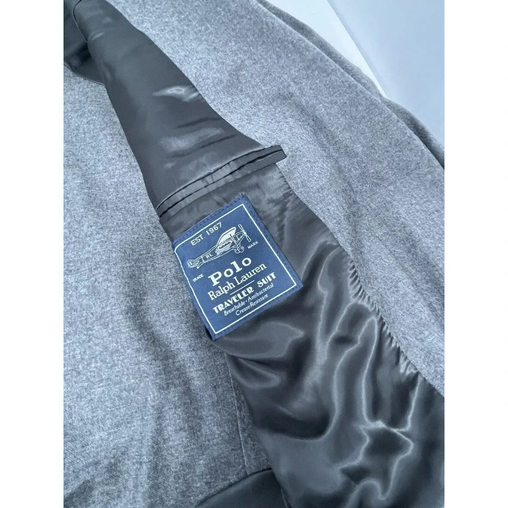Polo Ralph Lauren Soft Flannel Solid Slim Fit‎ Suit Jacket Grey Size 44R $695
